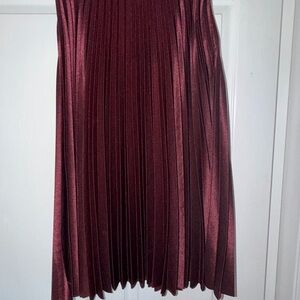 Catherine Malandrino Burgundy A-Line Pleated Skirt
